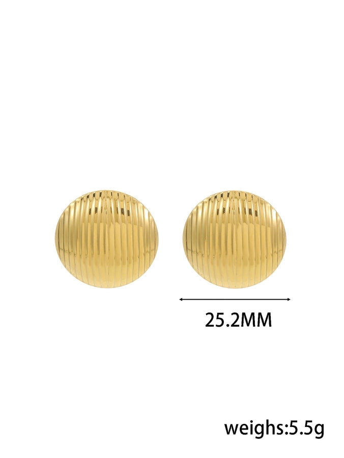 Round Earrings [304 Stainless Steel,18K Gold Plated]