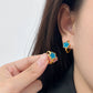 Blue Pink Flower Butterfly Enamel Earrings [304,316 Stainless Steel,18K Gold Plated]