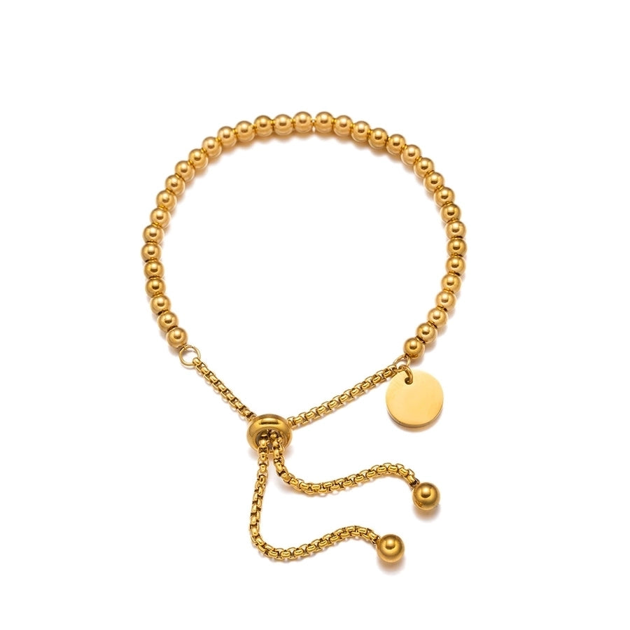 Round Beads Bracelet [304 Stainless Steel ,18K Gold Plated]