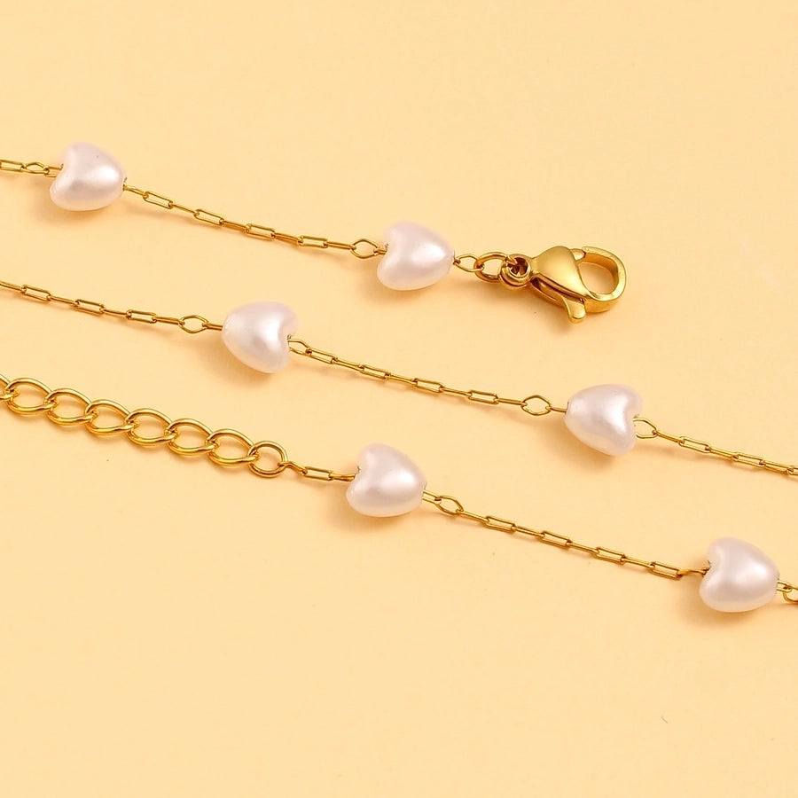 Artificial Pearl Bracelet/Necklace [304 Stainless Steel,18K Gold Plated]