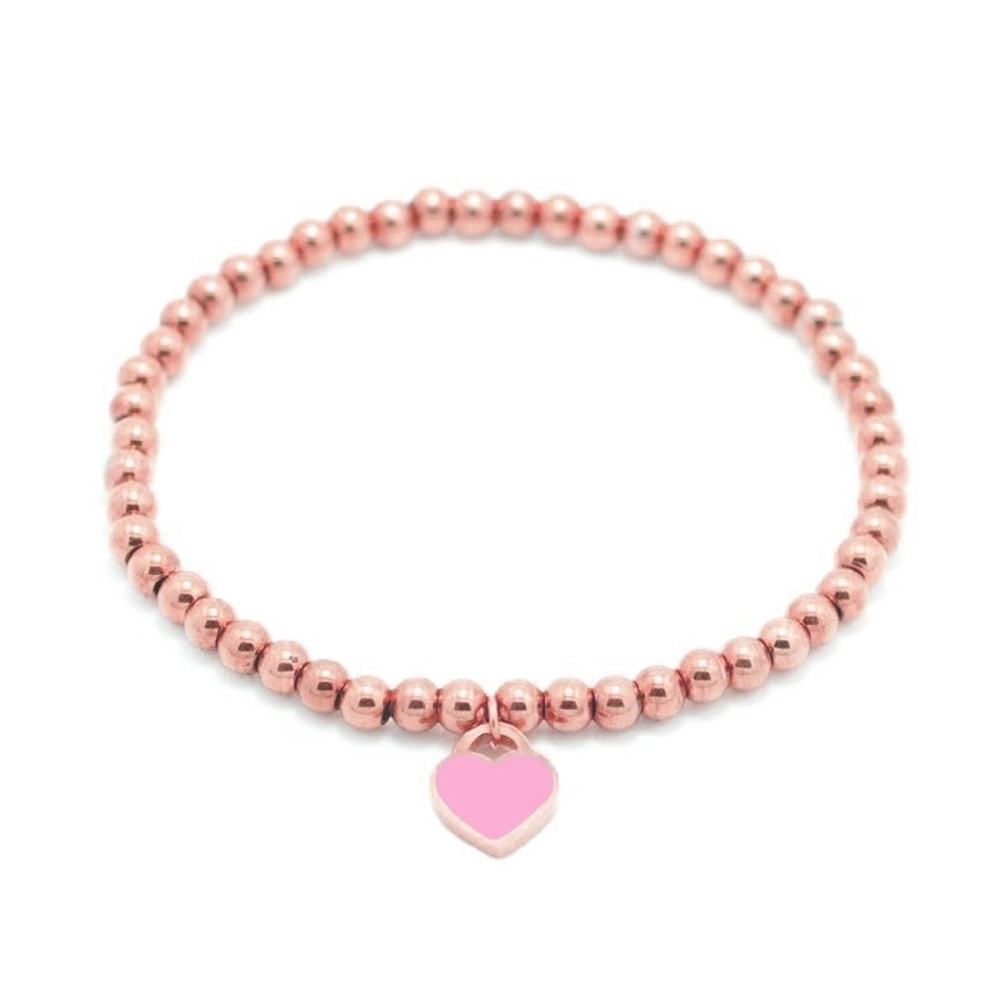 Heart Shape Beaded Bracelet [Stainless Steel,18K Gold Plated]