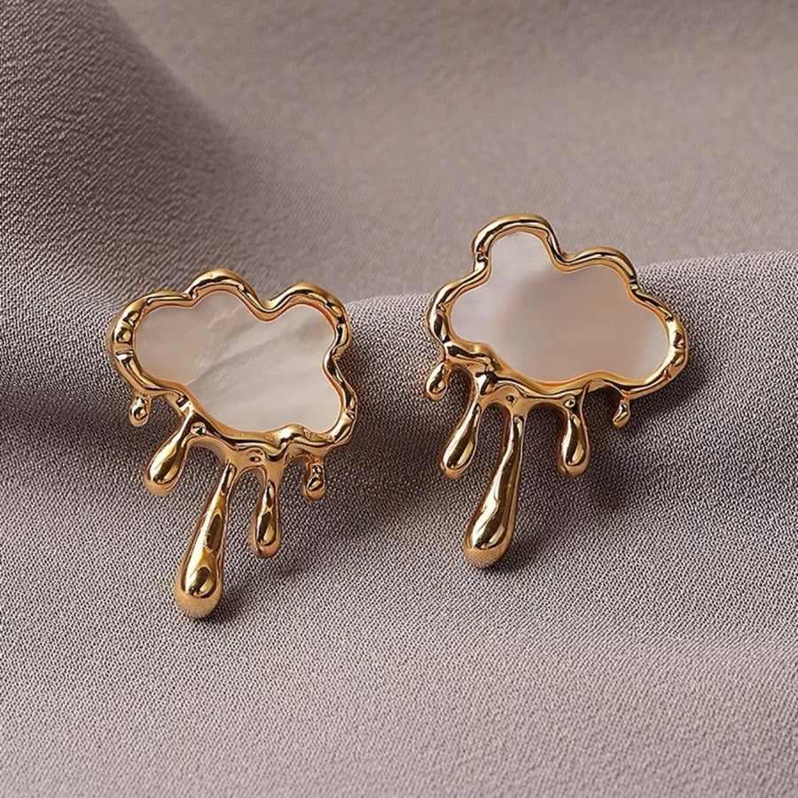 Clouds Shell Earrings [304 Stainless Steel, 18K Gold Plated]