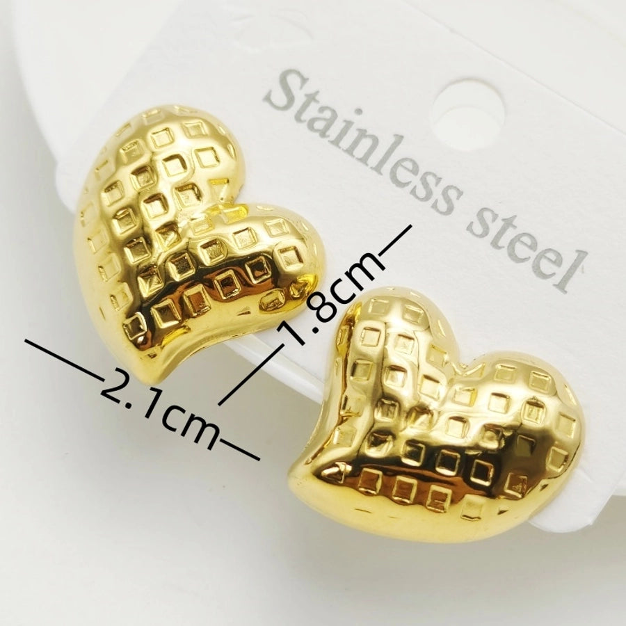 Heart Shape Earrings [304 Stainless Steel,18K Gold Plated]