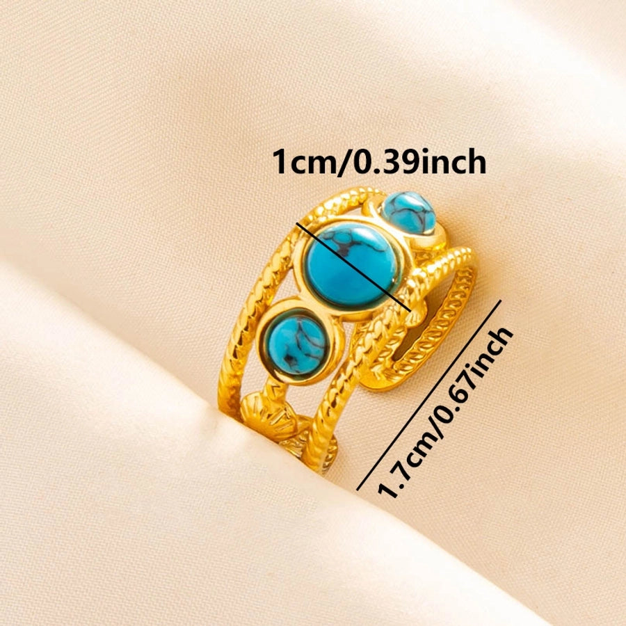 Round Artificial Gemstones Ring [304 Stainless Steel]