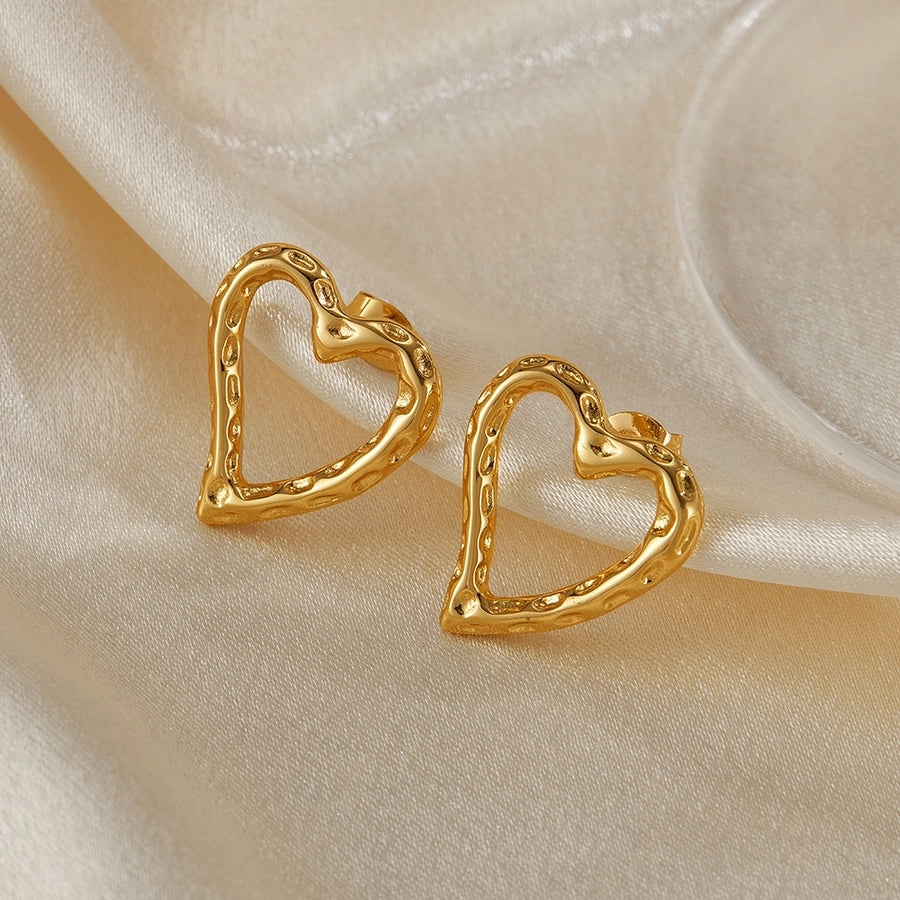 Hollow Heart Shape Earrings [304 Stainless Steel]