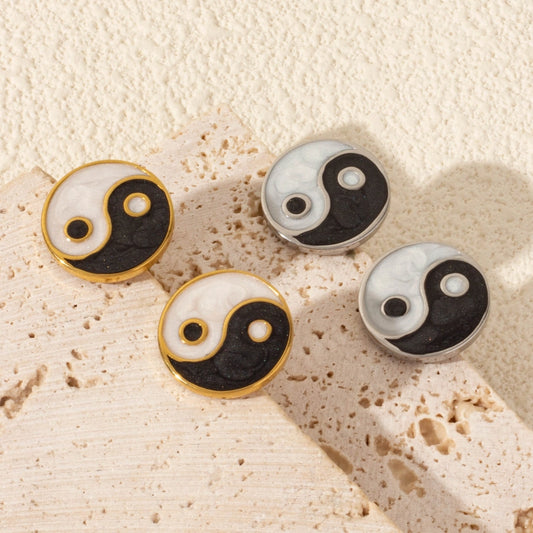 Ying Yang Stud Earrings [304 Stainless Steel]