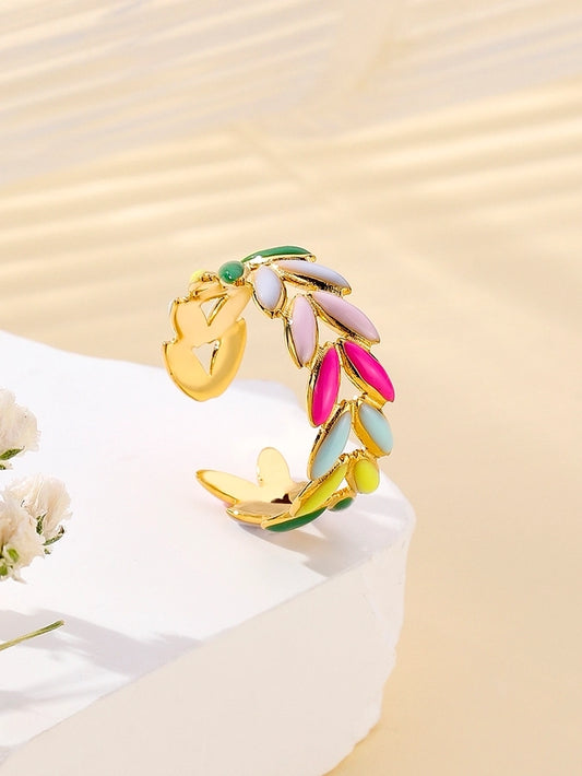 Tropical Leaves Ring [304 Stainless Steel 18K Gold Plated]