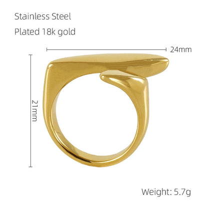 French Style Plating Ring [304 Stainless Steel 18K Gold Plated]