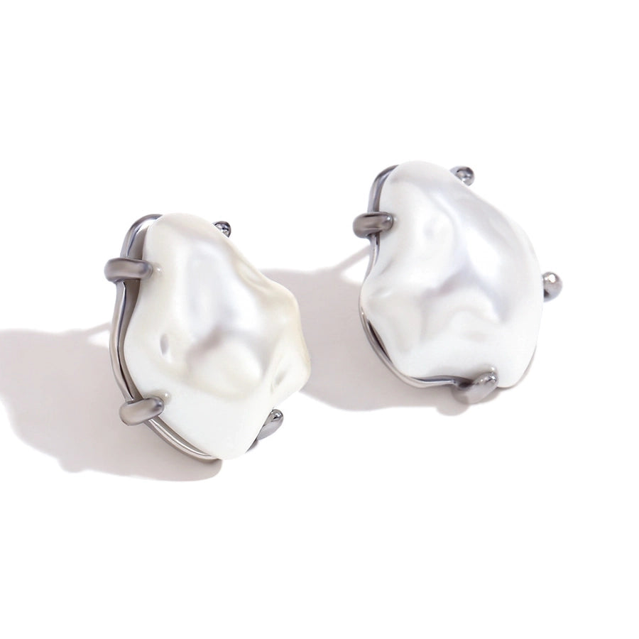 Irregular Pearl Earrings [304 Stainless Steel,18K Gold Plated]