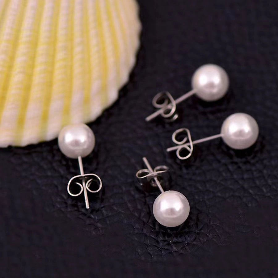 Silver Pearl Earrings [304 Stainless Steel]