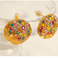 Shiny Round Artificial Gemstones Artificial Pearls Earrings [304 Stainless Steel,18K Gold Plated]