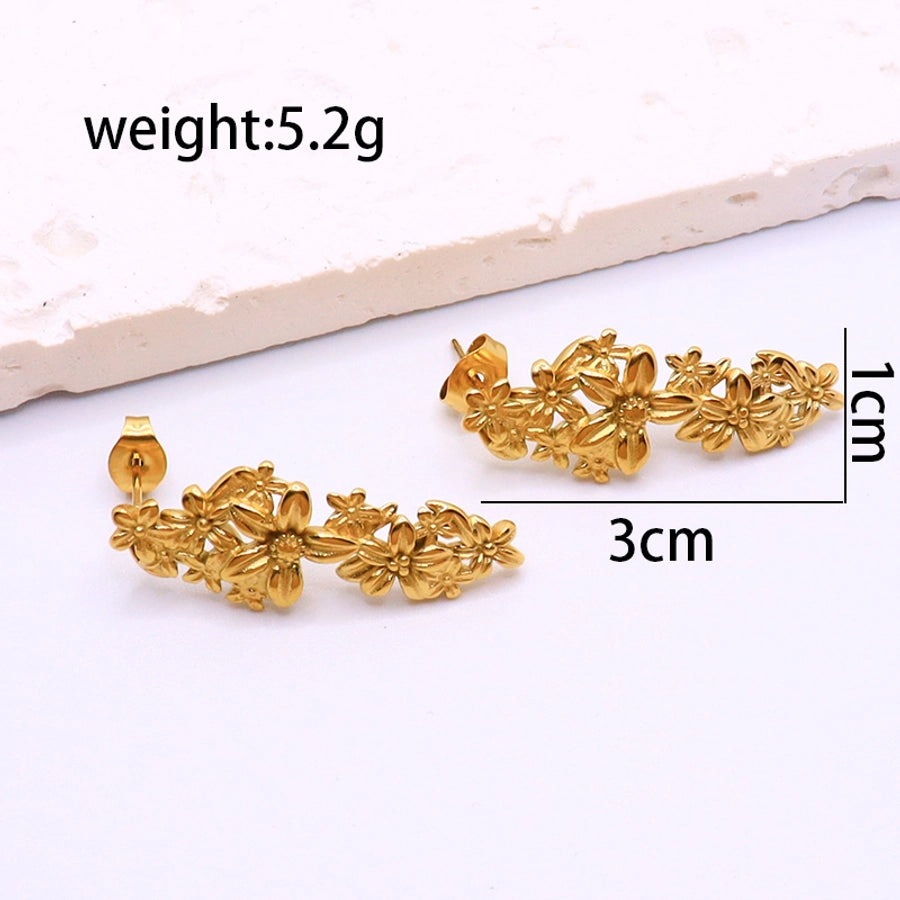 Boucles d'oreilles à nœuds de fleur [304 en acier inoxydable, 18 carats plaqués en or]