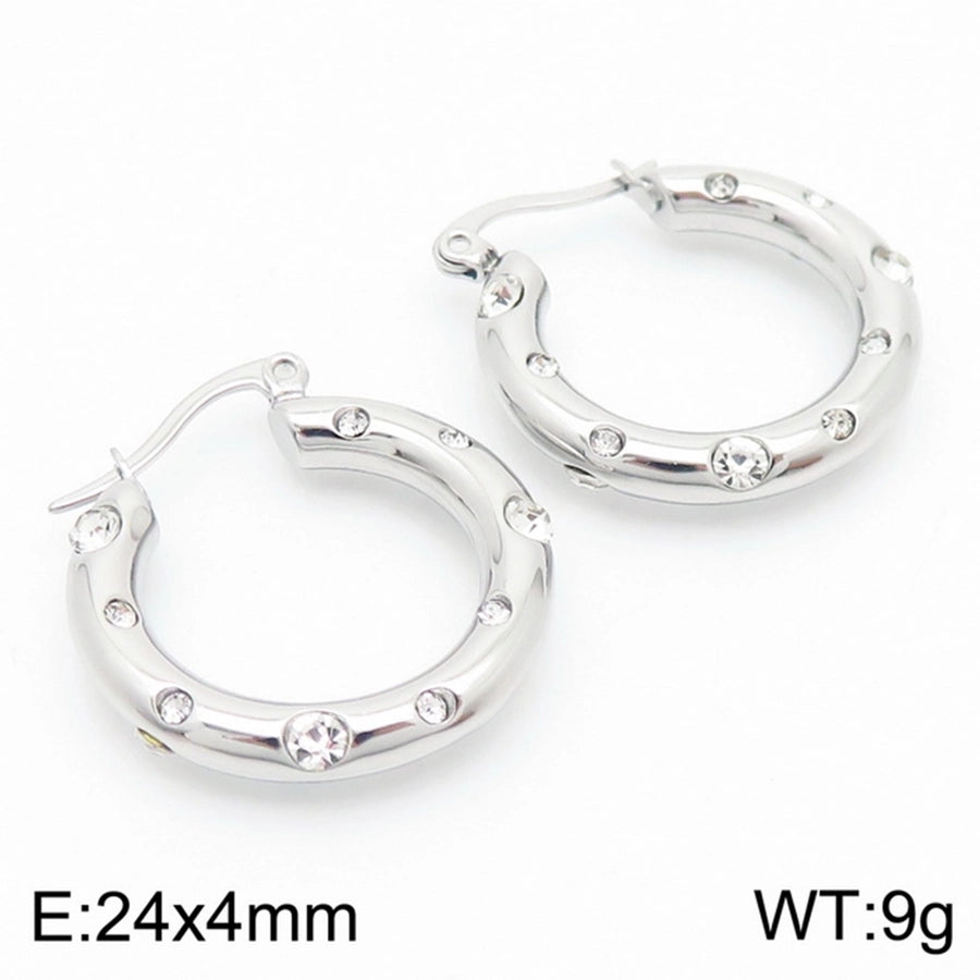 Rhinestones Hoop Earrings [304 Stainless Steel,18K Gold Plated]