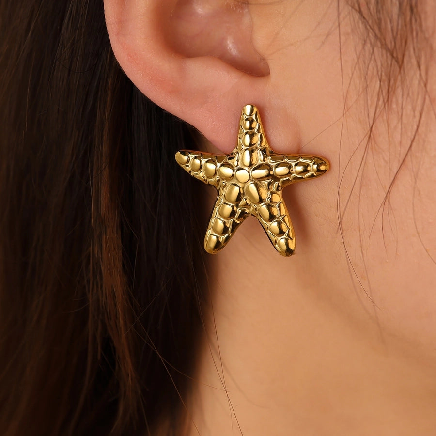 Big Starfish  Earrings [304 Stainless Steel, 18K Gold Plated]