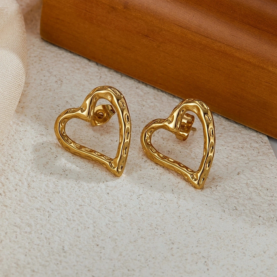 Hollow Heart Shape Earrings [304 Stainless Steel]