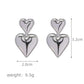 Double Heart Drop Earrings [304 Stainless Steel]