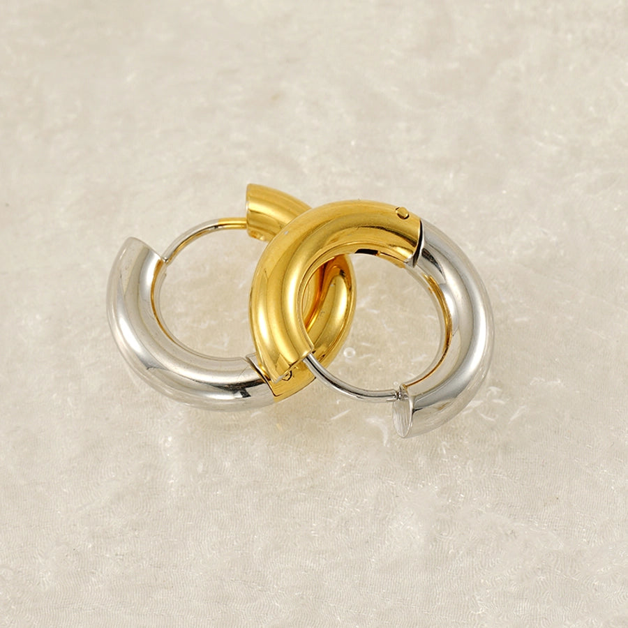 Silva Gold Hoop Earrings [304 Stainless Steel,18K Gold Plated]