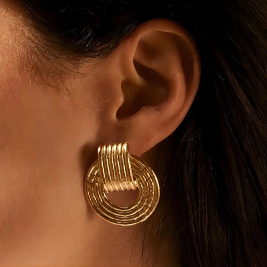 Pendientes de estilo antiguo [304 acero inoxidable, 18k dorado chapado]