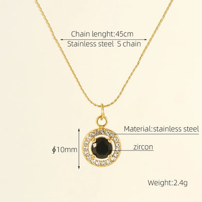 Elegant Simple Style Geometric Zircon Pendant Necklace [304 Stainless Steel,18K Gold Plated]