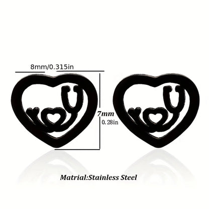 Triangle Moon Heart Shape Earrings [304 Stainless Steel]