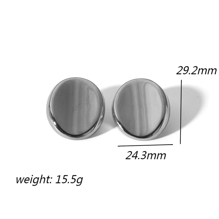 Oval Polishing Earrings [304 Stainless Steel,18K Gold Plated]