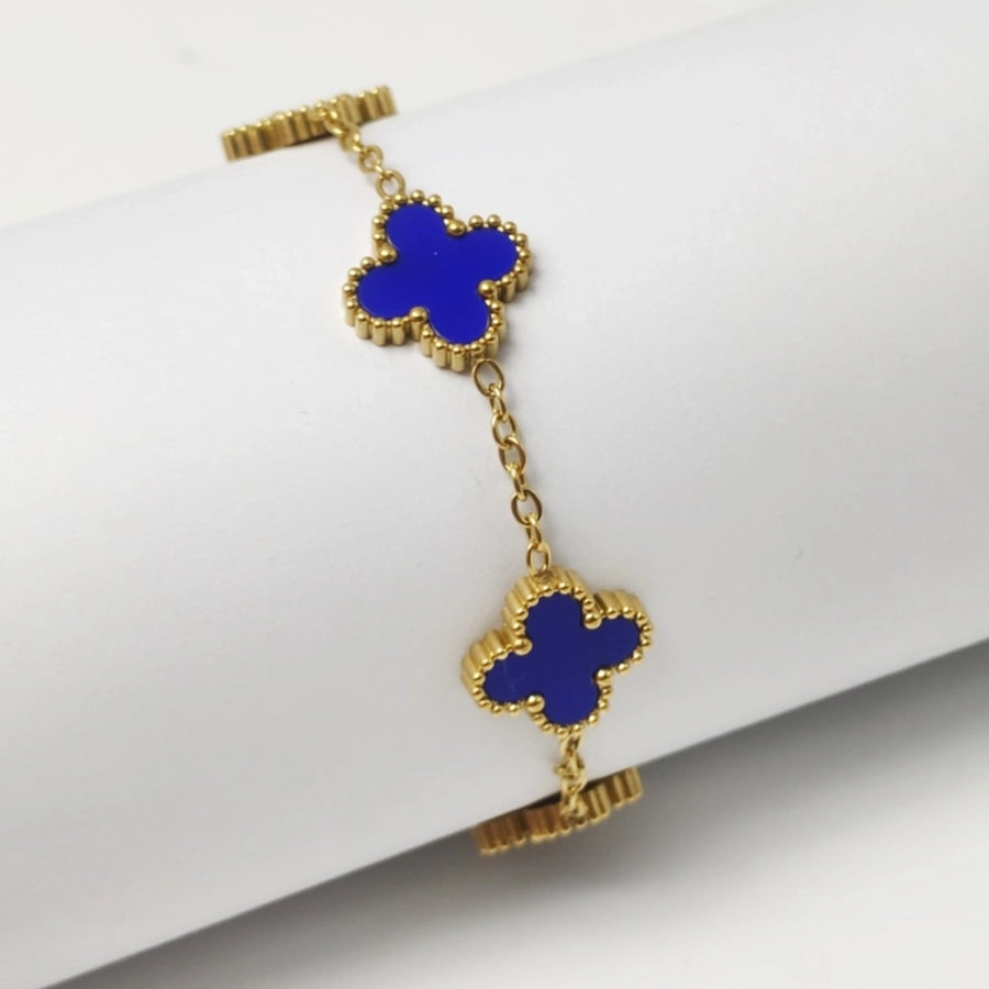 Four Leaf Clover  Bracelets [304 Stainless Steel, 18K Gold Plated]