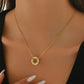 Rhinestones Hollow Circle Necklace [304 Stainless Steel,14K Gold Plated]