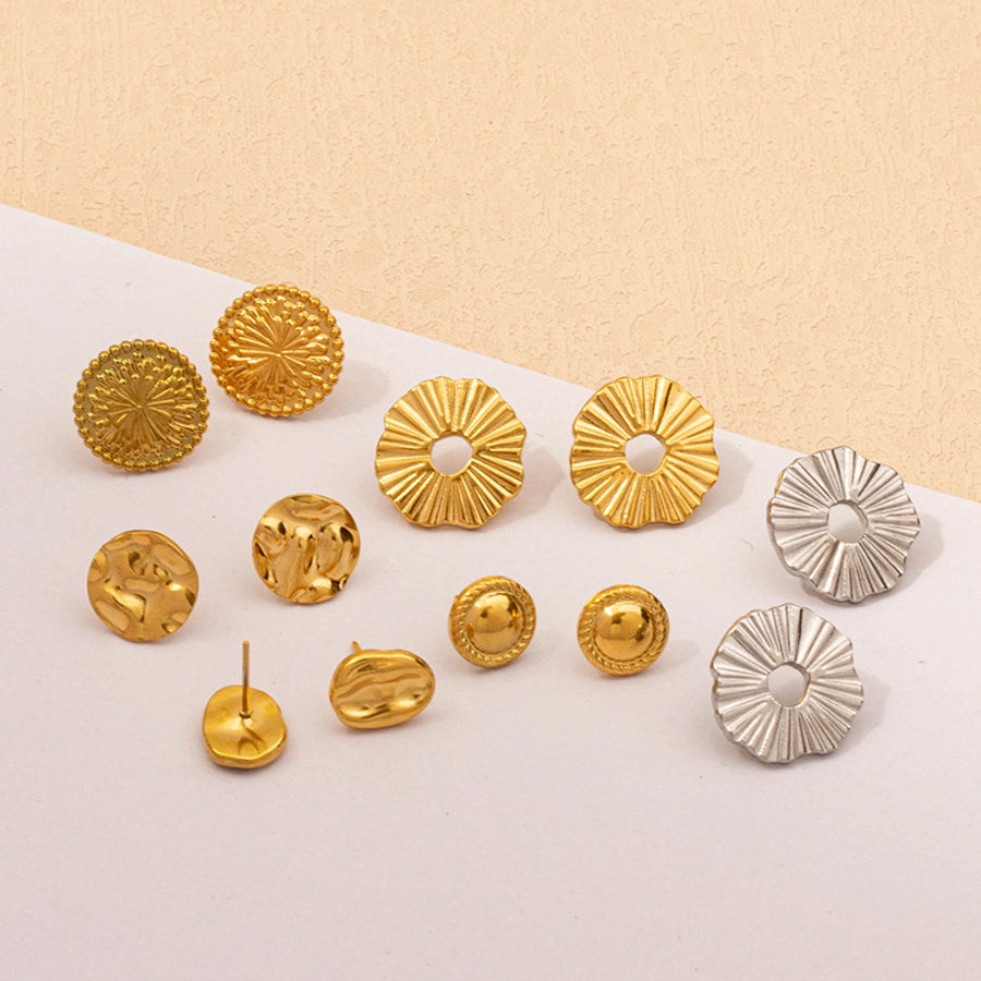 Round Plating Ear Studs [304 Stainless Steel,18K Gold Plated]