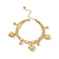 Round Heart Shape Bracelet [304 Stainless Steel,18K Gold Plated]