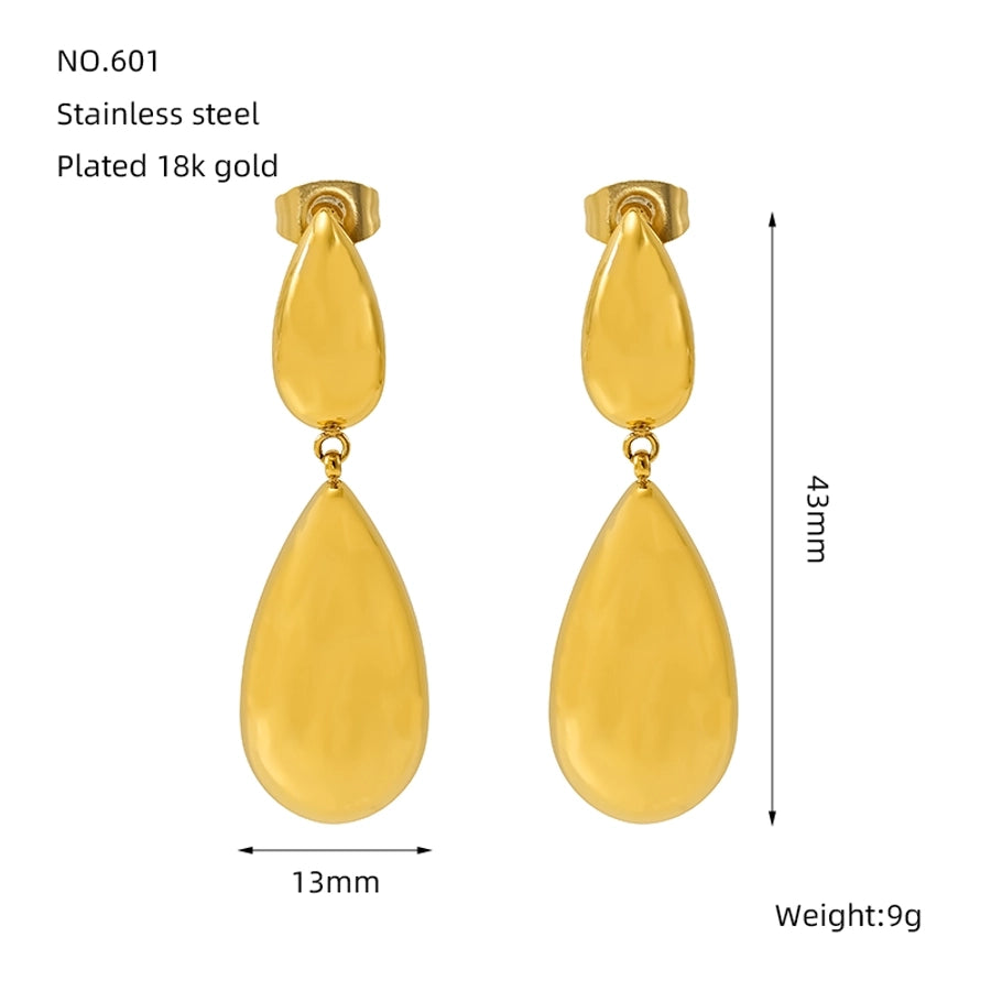 Water Droplets Earrings [304 Stainless Steel,18K Gold Plated]