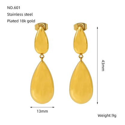 Water Droplets Earrings [304 Stainless Steel,18K Gold Plated]