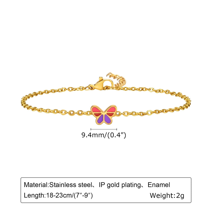 Flower/Butterfly Bracelets [201 Stainless Steel,18K Gold Plated]