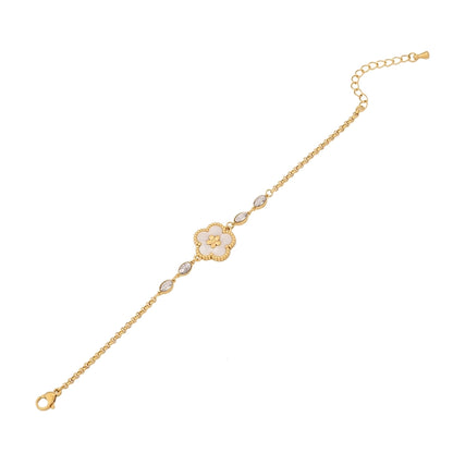 Glass Stones Symbols Bracelet [Stainless Steel,18K Gold Plated]