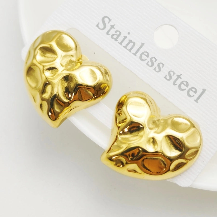 Heart Shape Earrings [304 Stainless Steel,18K Gold Plated]