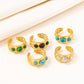 Round Artificial Gemstones Ring [304 Stainless Steel]