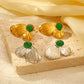 Green Bead Butterfly Earrings [304 Stainless Steel]