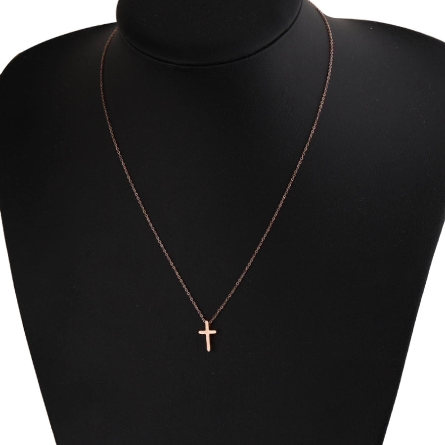 Cross Necklace [304 Stainless Steel,18K Gold Plated]