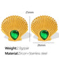 Scallop Zircon Earrings [304 Stainless Steel,18K Gold Plated]