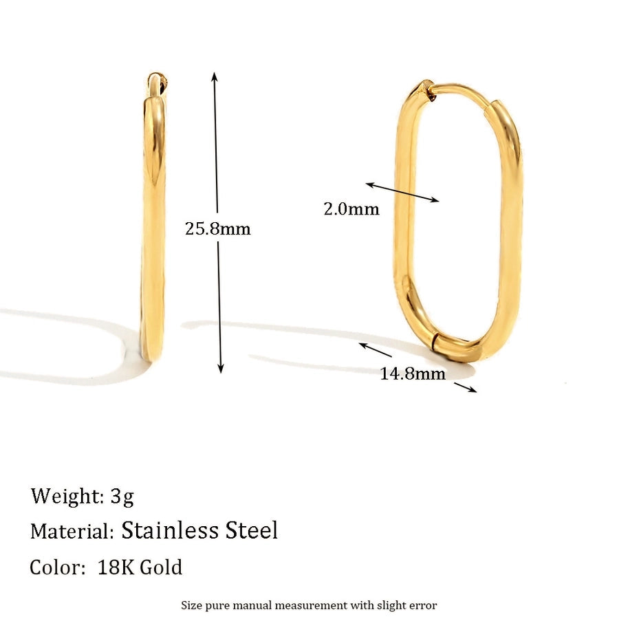 U Shape Plating Earrings [304 Stainless Steel,18K Gold Plated]