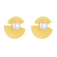 Vintage Style Sector Asymmetrical Artificial Pearls Earrings [304 Stainless Steel, 18K Gold Plated]