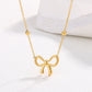 Bow Knot Necklace [304 Stainless Steel,18K Gold Plated]