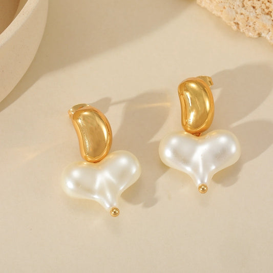 Pendientes acrílicos en forma de corazón [304 acero inoxidable, 18k dorado chapado]