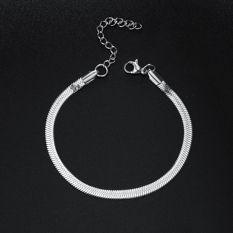 Flat Snake Chain Bracelets [Stainless Steel]