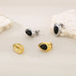 Black Stone Water Droplets Earrings [304 Stainless Steel, 18K Gold Plated]