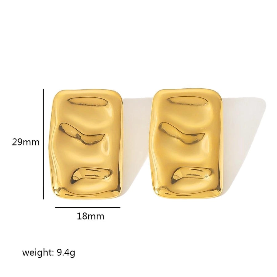 Rectangle Designs Earrings [304 Stainless Steel,18K Gold Plated]