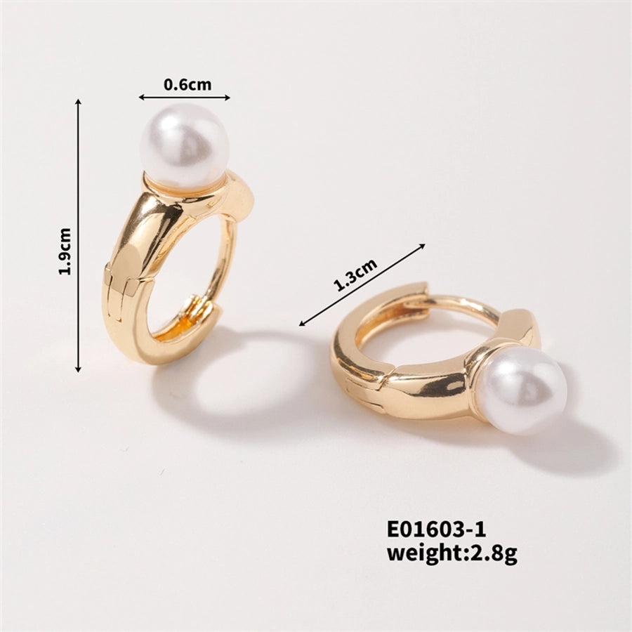 Artificial Pearls Hoop Earrings [304 Stainless Steel]