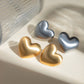 Matte Heart Shape Earrings [304 Stainless Steel,18K Gold Plated]