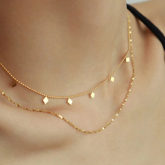 Collana a doppio strato [acciaio inossidabile 304, oro 18K placcato]