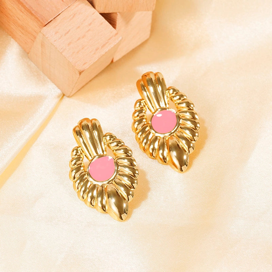 Vintage Enamel Earrings [304 Stainless Steel,18K Gold Plated]