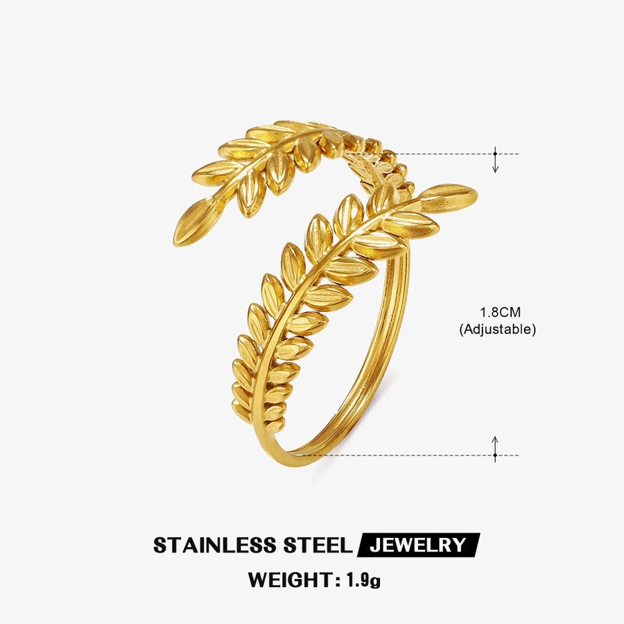 Leaf Open Ring [304 Stainless Steel 18K Gold Plated]